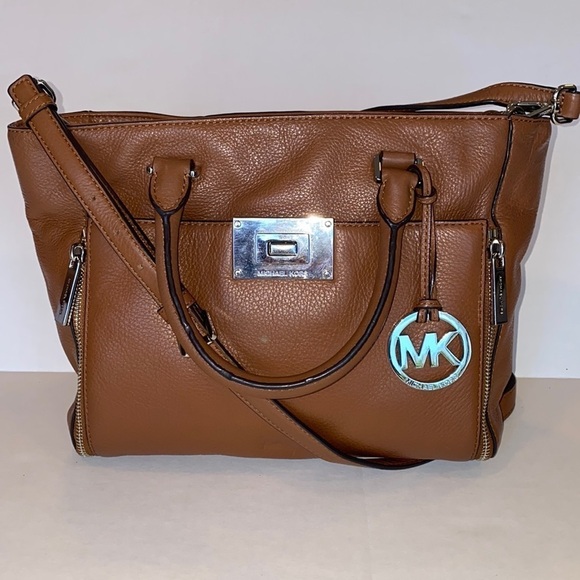 Michael Kors Brown Cognac Leather Sloan Bag Satchel Purse - Picture 1 of 11